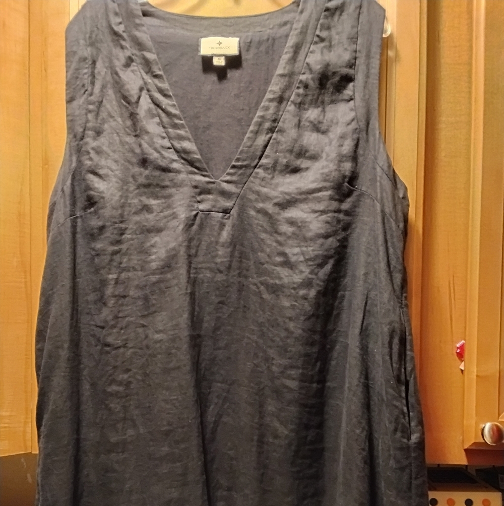 Women's Tuckernuck Sleeveless Black Linen Melanie Dress